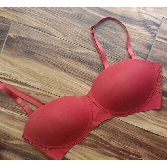 Pure Beauty By Rene Rofe Bra  Size 42C Burnt Orange Seamless Wireless Lace - Picture 1 of 6